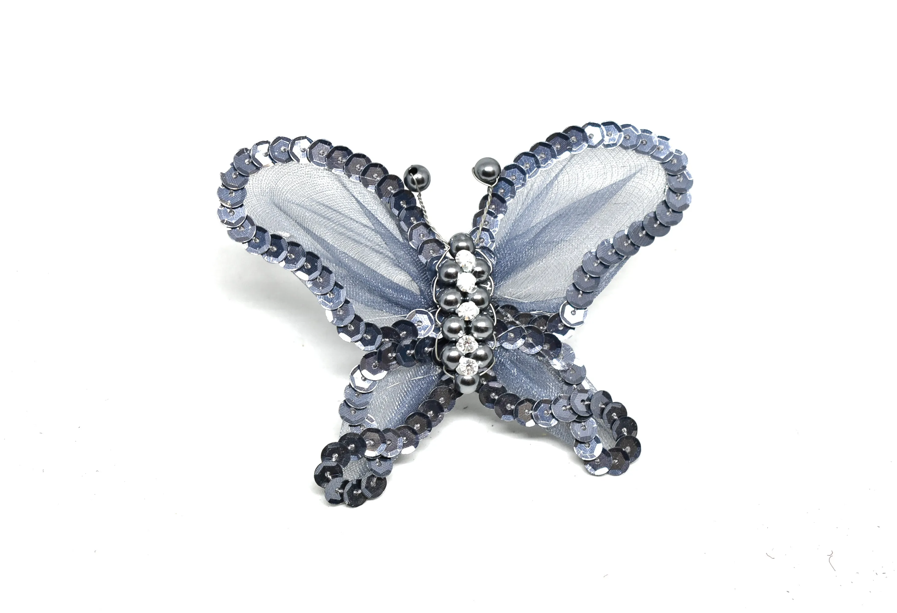 Rhinestone Butterfly Brooch with Beads 4" x 3.50" - 1 Piece