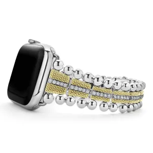 Smart Caviar 18K Gold and Diamond Caviar Beaded Watch Bracelet-42-49mm