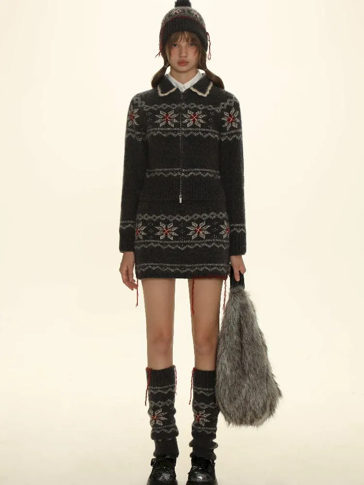 Snowflake pattern knitted hat【s0000005987】