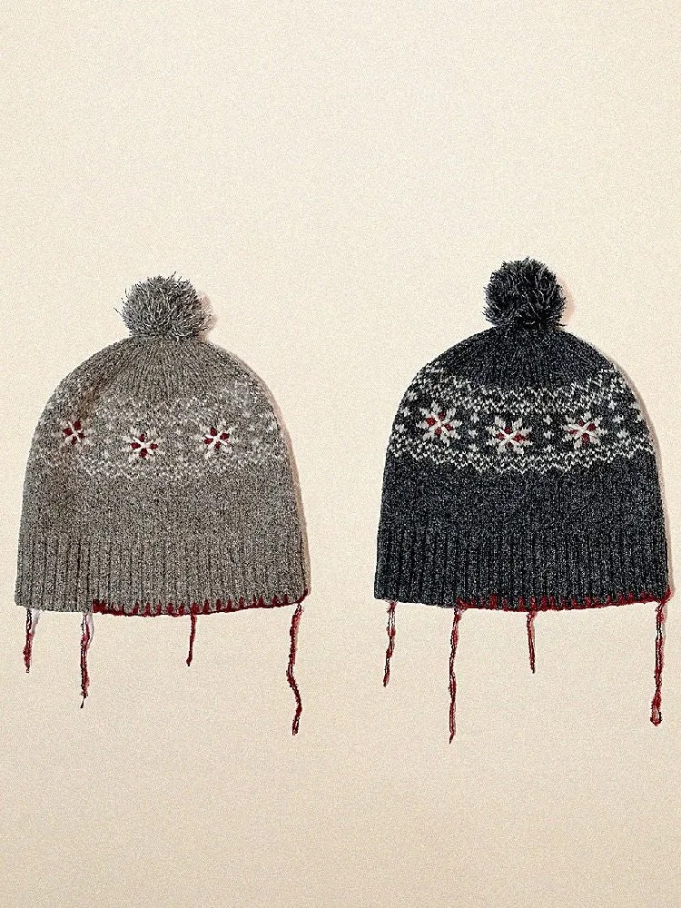 Snowflake pattern knitted hat【s0000005987】