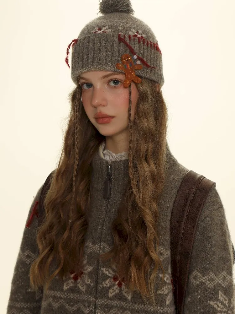 Snowflake pattern knitted hat【s0000005987】
