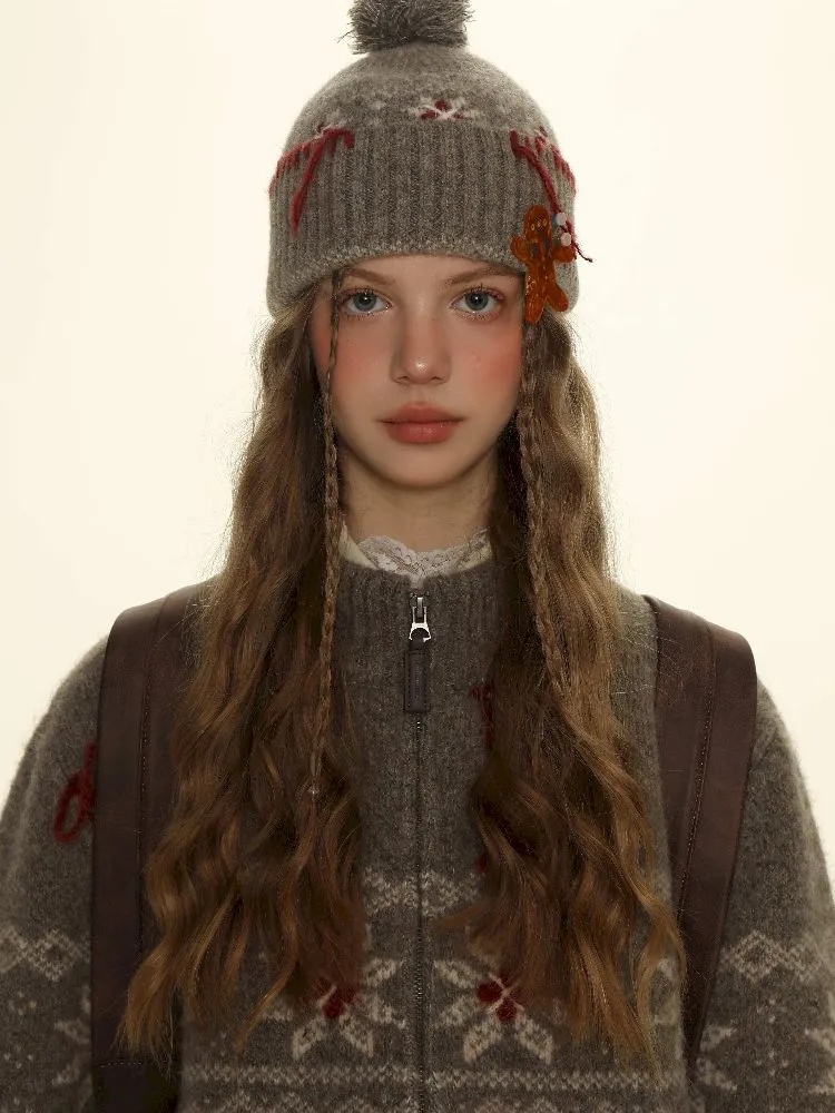 Snowflake pattern knitted hat【s0000005987】
