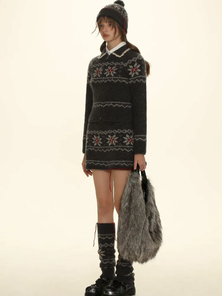 Snowflake pattern knitted hat【s0000005987】