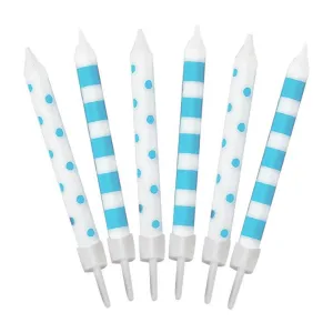 Teal Dots and Stripes Candles 12pk