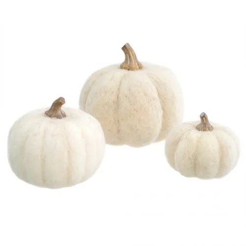 White Felt Pumpkin - Large