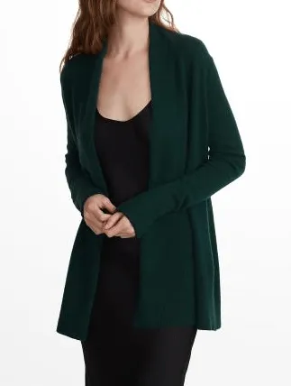 White   Warren - Cuffed Sleeve Cardigan Dark Cedar Heather