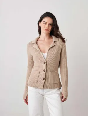 White   Warren - Sustainable Cotton Knit Blazer in Sand