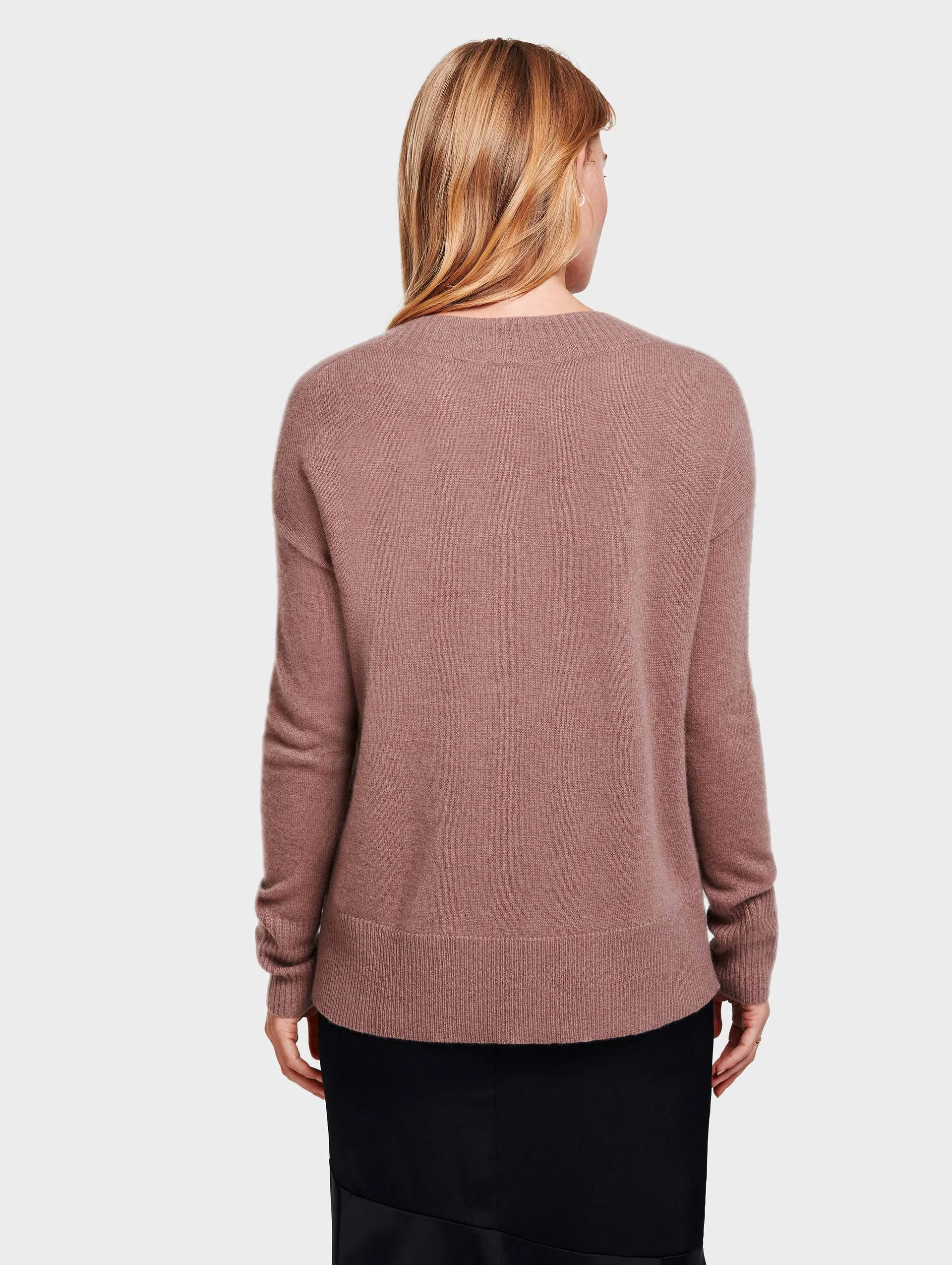White   Warren - Wide Rib Slouchy V Neck in Smoky Quartz Heather