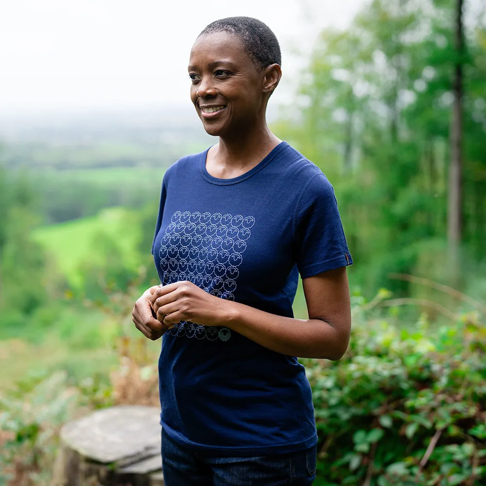 Womens Merino 150 Odd One Out Tee (Navy/Sky)