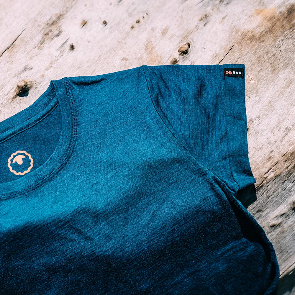 Womens Merino 150 Roll Sleeve Tee (Petrol)