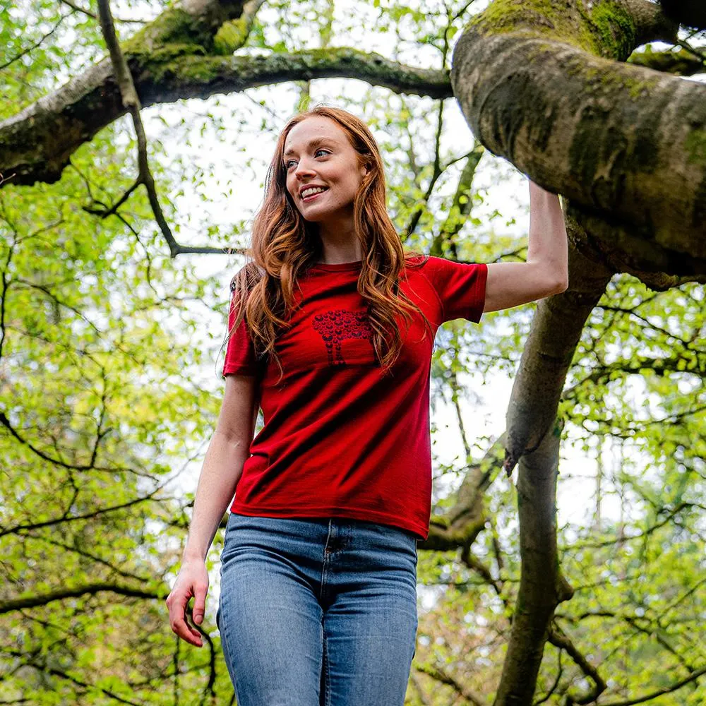 Womens Merino 150 Sheep Tee (Red)