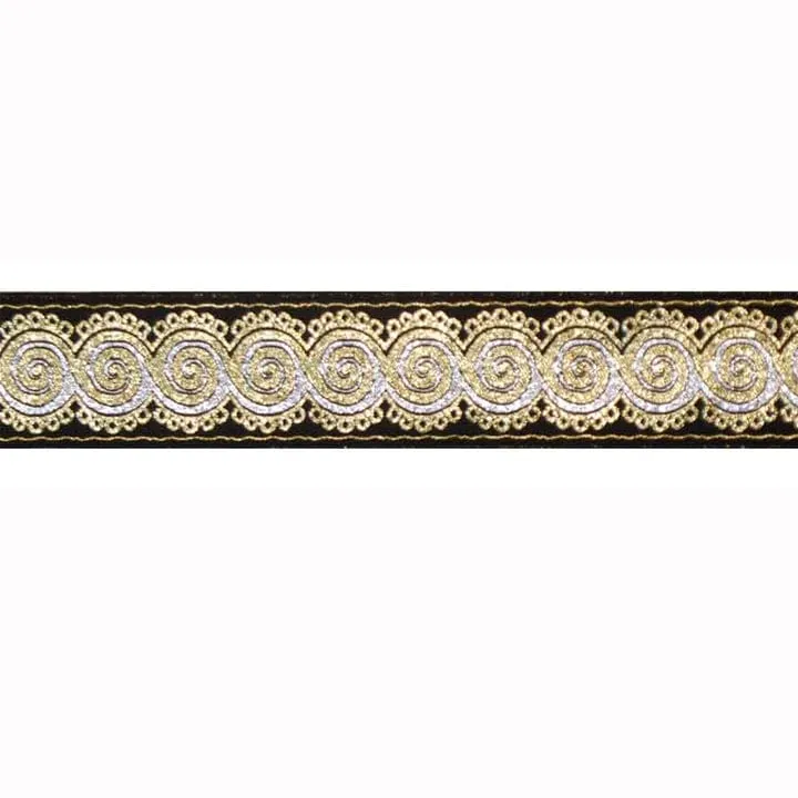 Wool Tallit with Gold Lurex Stripes And Decorative Ribbon Style # 2